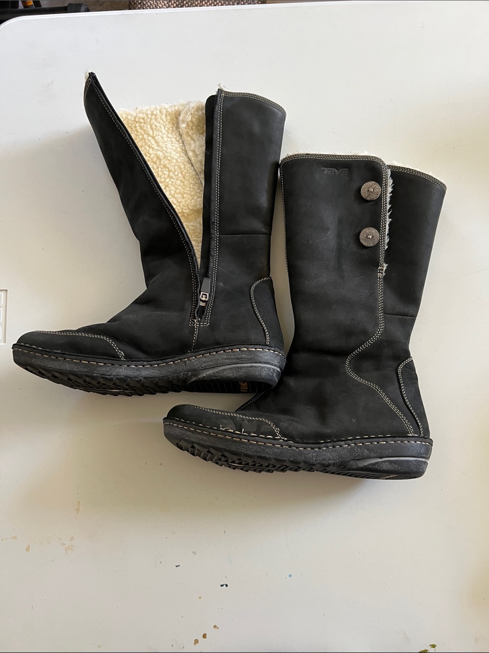 Teva Black Fleece-Lined Zip & Button Mid-Calf Winter Boots